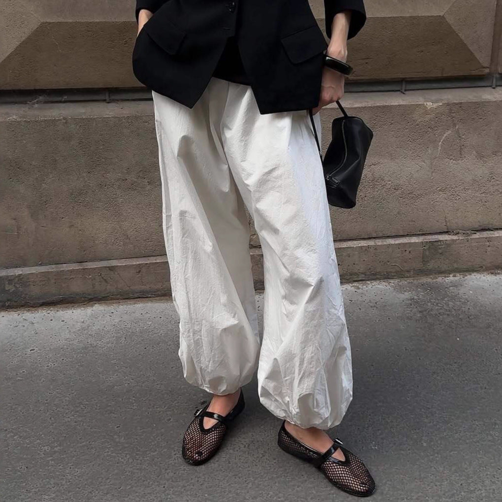 Damen elegante, lockere Pluderhose mit elastischem Bund und weitem Schnitt Stalluxe