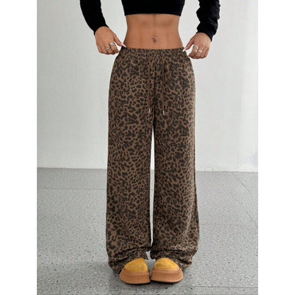 Damen weite Freizeithose mit Leo-Muster Stalluxe