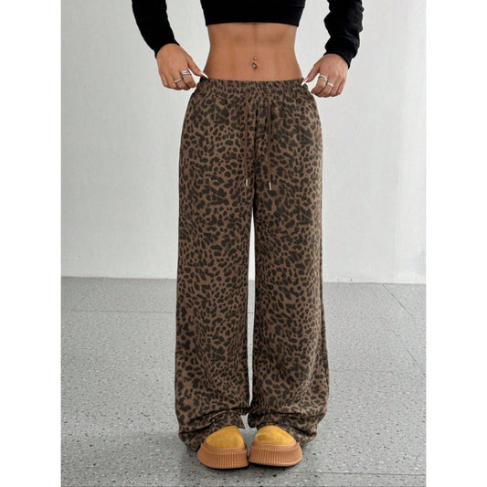 Damen weite Freizeithose mit Leo-Muster Stalluxe