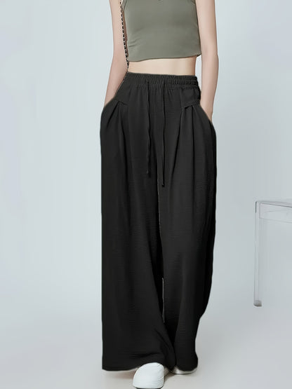Damen komfortable Lounge-Hosen mit elastischem Bund und modischen Falten Stalluxe