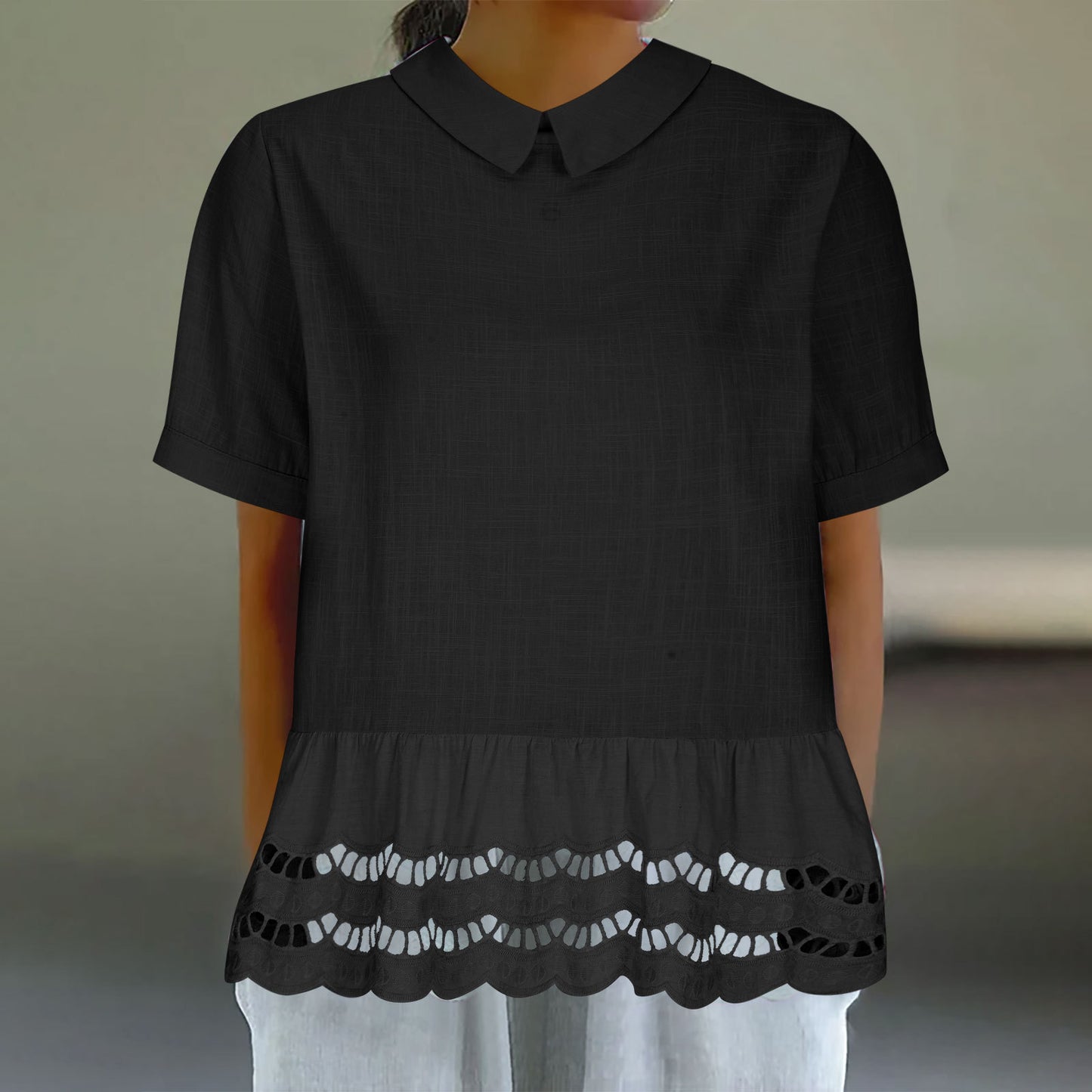 Damen Bluse mit Rüschensaum und ausgestellten Ärmeln Stalluxe
