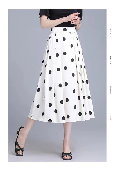Damen Eleganter Midi-Rock mit Polka-Dots und Plisseefalten Stalluxe