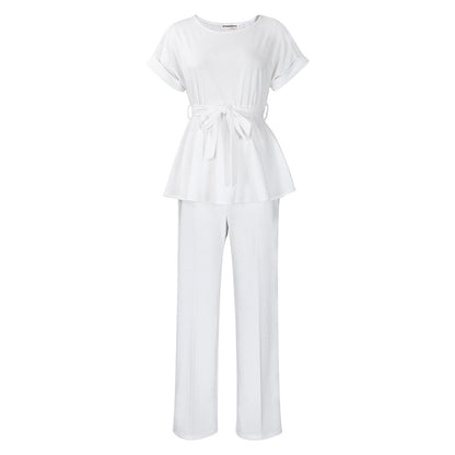 Damen Elegantes Kombination aus Loose-Fit Oberteil und weiten Hosen Stalluxe