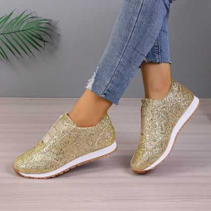 Damen Glitzernde Slip-On Sneakers mit komfortabler Sohle und atmungsaktiver Struktur Stalluxe