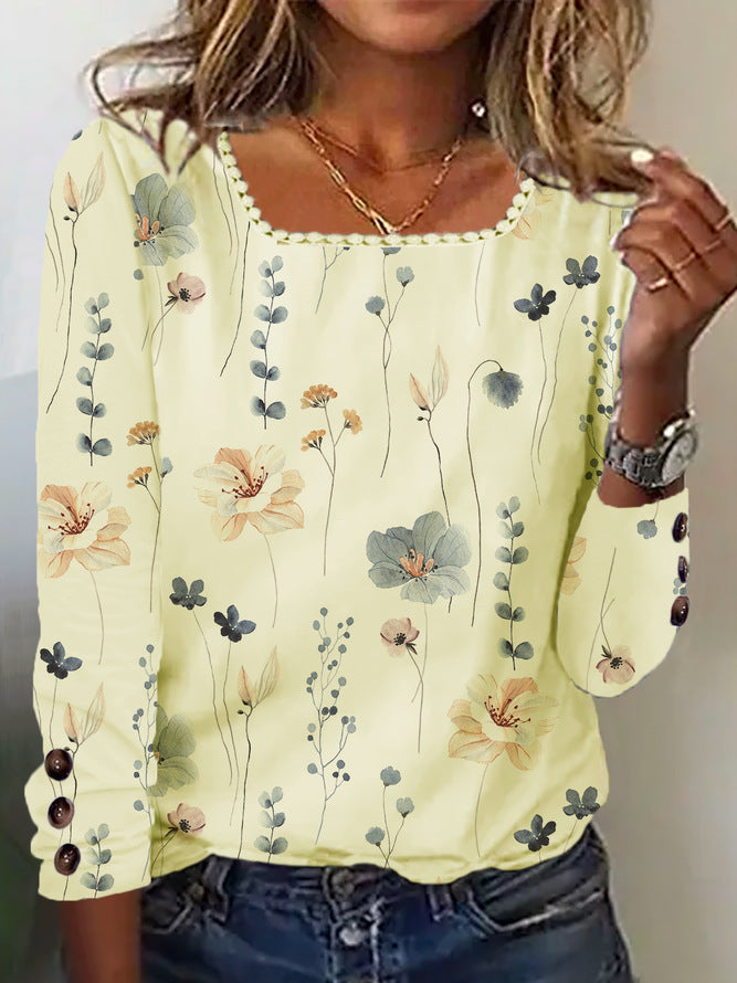 Damen Bluse mit floralem Druck und dekorativen Knopfdetails Stalluxe