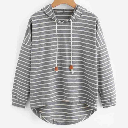 Damen gestreifter Hoodie mit lässigem Schnitt und Kordelzug Stalluxe