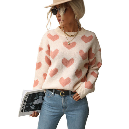 Damen Kuscheliger Strickpullover mit Herzmotiv Stalluxe