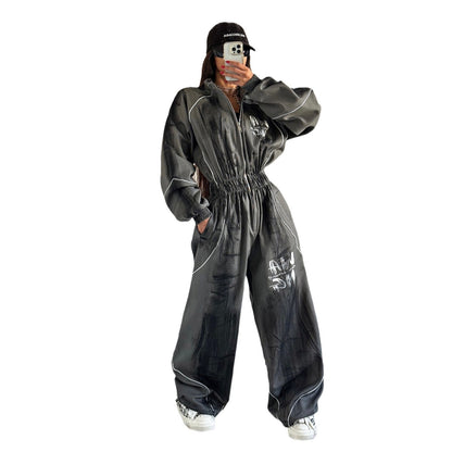 Damen Sportlicher Jumpsuit mit weiten Beinen und elastischem Bund Stalluxe