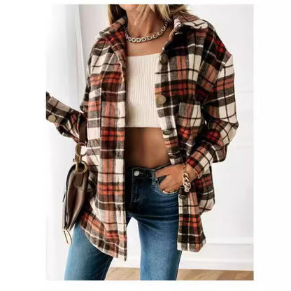 Damen Karierte Überwurf-Jacke Stalluxe