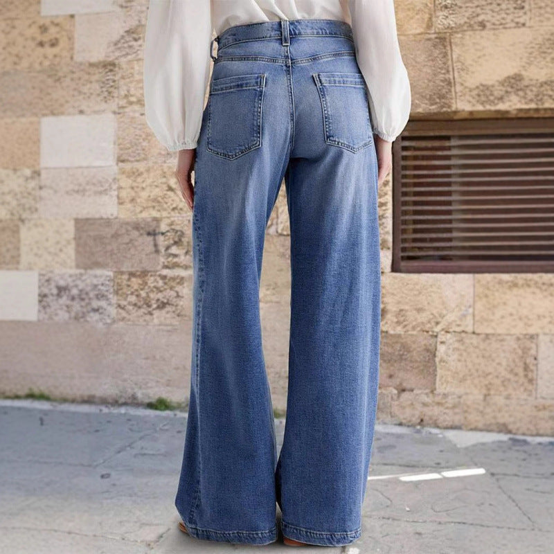 Damen Weit geschnittene Jeanshose im eleganten Stil Stalluxe