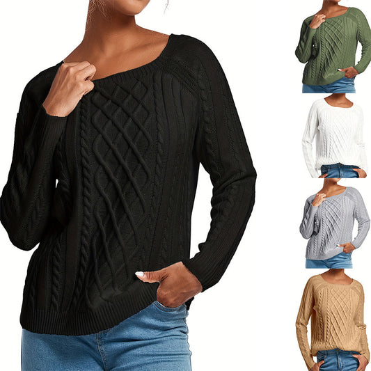 Damen Grobstrickpullover mit ansprechendem Zopfmuster und weitem Rundhalsausschnitt Stalluxe