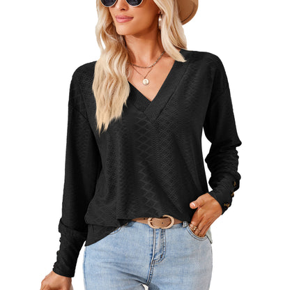 Damen Langarmbluse mit raffiniertem V-Ausschnitt und strukturiertem Design Stalluxe