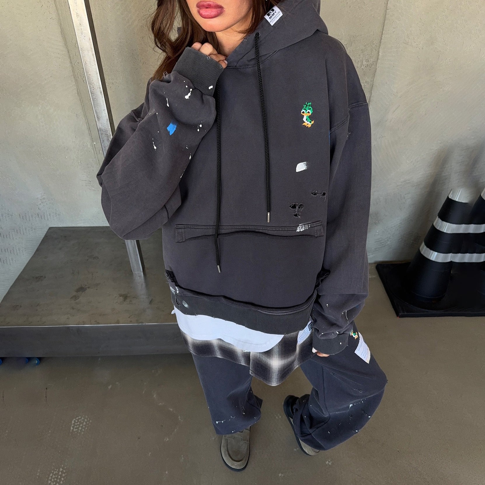 Damen Oversized Kapuzenpullover mit speziellen Designelementen Stalluxe