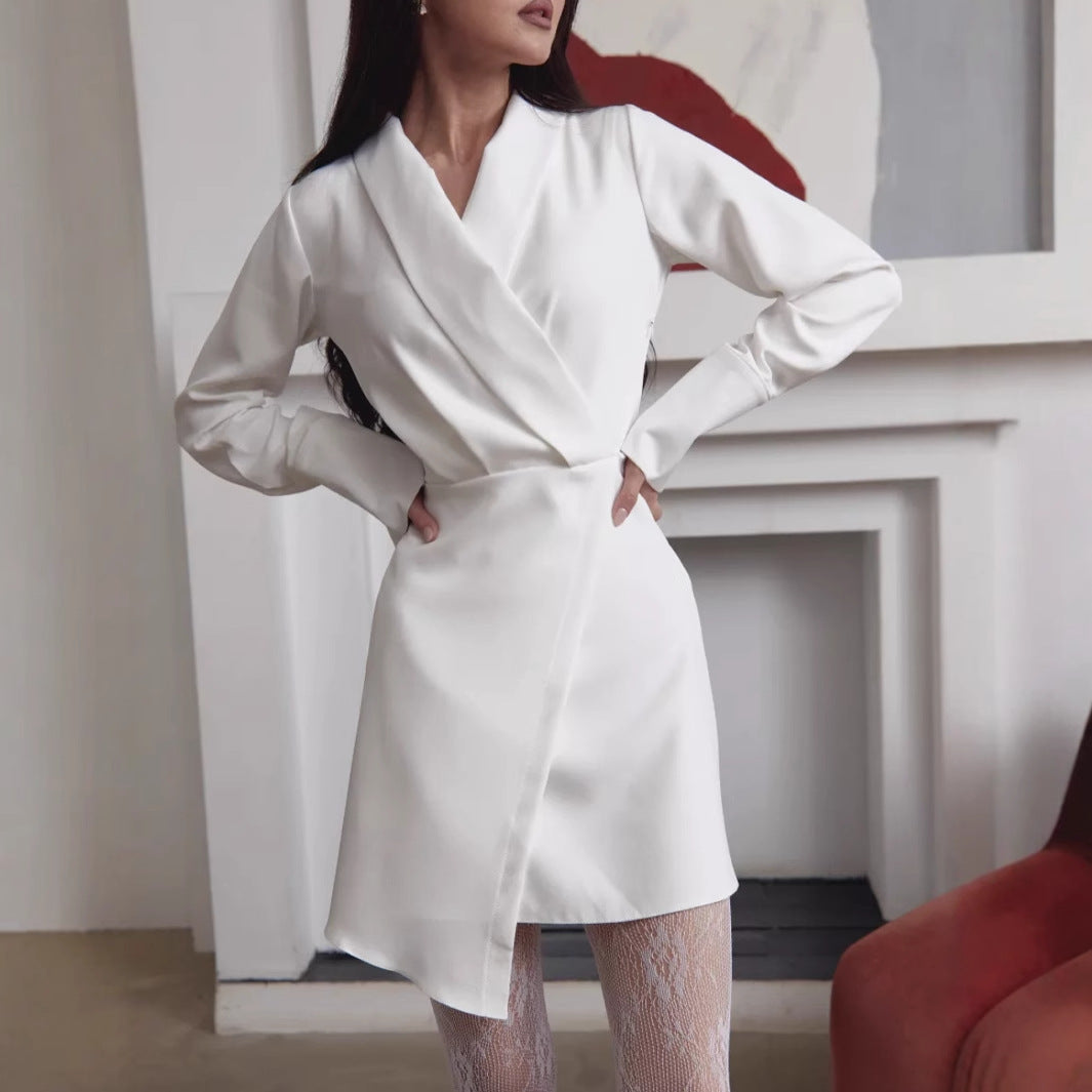 Damen Wickelkleid mit elegantem V-Ausschnitt und langen Ärmeln Stalluxe