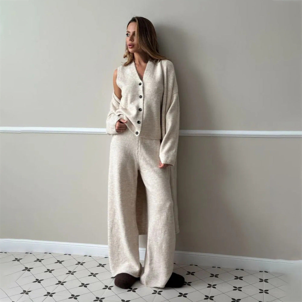 Damen Loungewear-Set mit beeindruckendem Cardigan und weitem Hosenstil Stalluxe