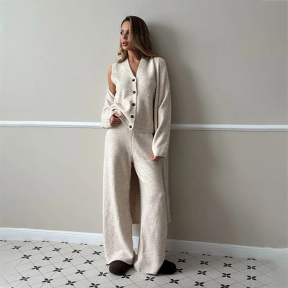 Damen Loungewear-Set mit beeindruckendem Cardigan und weitem Hosenstil Stalluxe