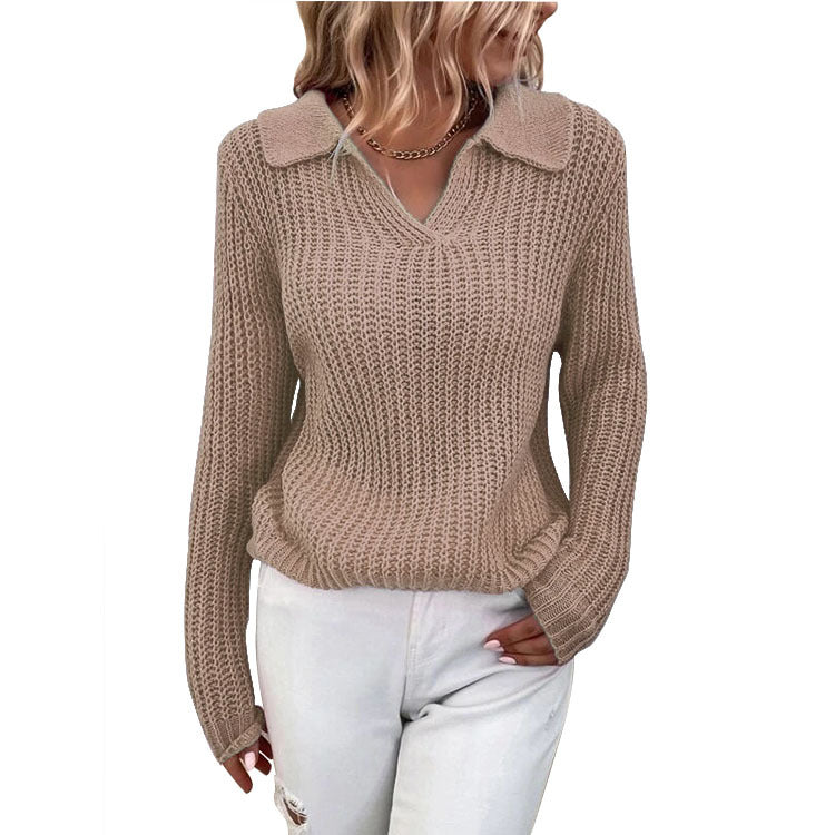 Damen Strickpullover mit strukturiertem Design und modernem V-Ausschnitt Stalluxe