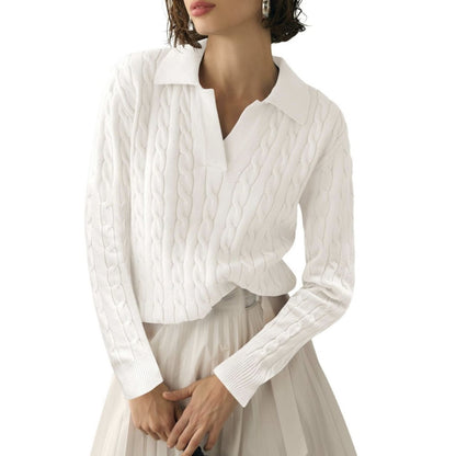 Damen Strickpullover mit Karpfen-Muster und kontrastierenden Bündchen Stalluxe