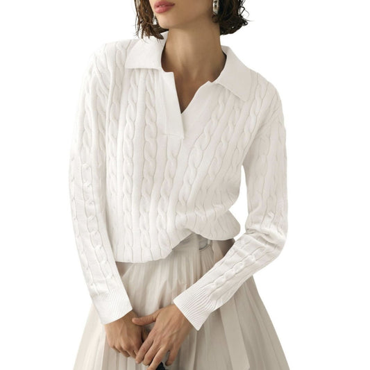 Damen Strickpullover mit Karpfen-Muster und kontrastierenden Bündchen Stalluxe