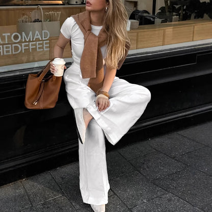Damen leichte, lässige Palazzo-Hose mit hohem Bund und schwingendem Schnitt Stalluxe
