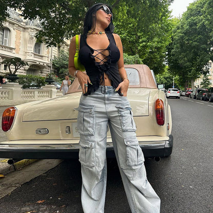 Damen Cargo-Jeans im Oversize-Style mit praktischen Taschen Stalluxe