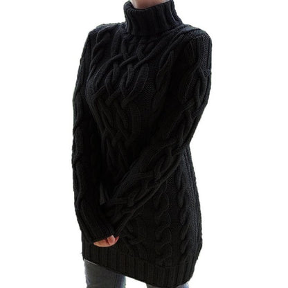 Damen Grobstrickpullover mit hohem Kragen und Zopfmuster Stalluxe