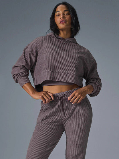 Damen lässiger cropped Hoodie und feine Jogginghose Stalluxe