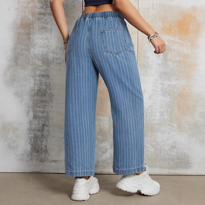 Damen Linien-Culottes aus Denim mit elastischem Bund Stalluxe