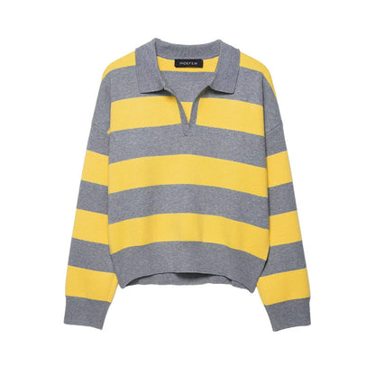 Damen modischer Pullover mit Polokragen und Streifendesign Stalluxe