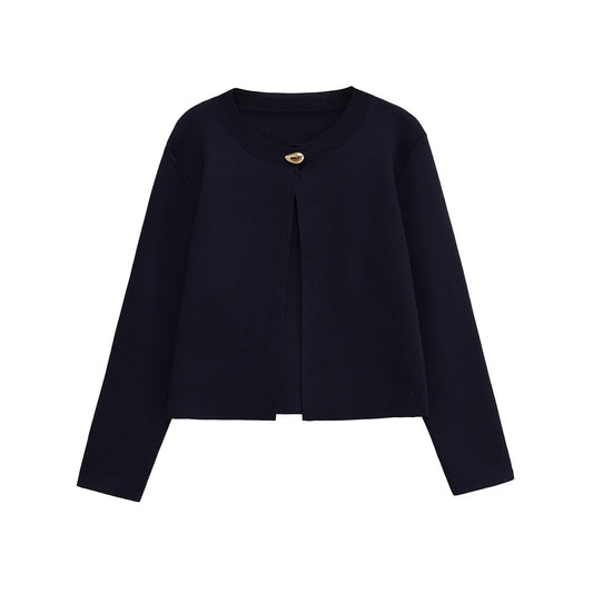 Damen modische Strickjacke mit dekorativem Knopf und elegantem Schnitt Stalluxe