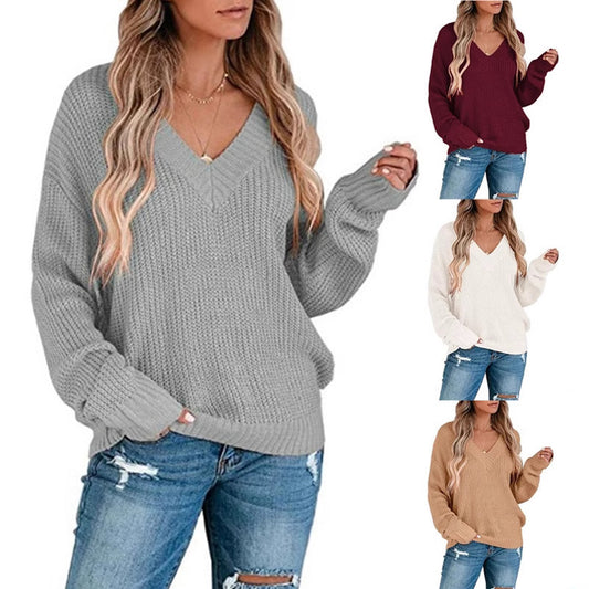 Damen Feinstrickpullover mit V-Ausschnitt und lässigem Schnitt Stalluxe