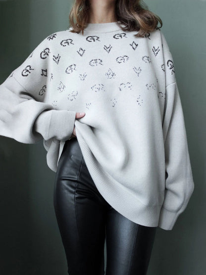 Damen Oversized Sweatshirt mit kreativem Schriftzug Stalluxe Weiß