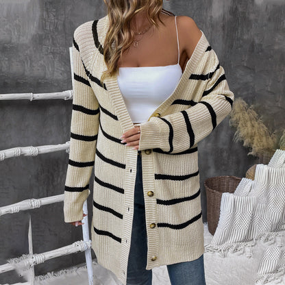 Damen Strickjacke mit breiten Streifen Stalluxe