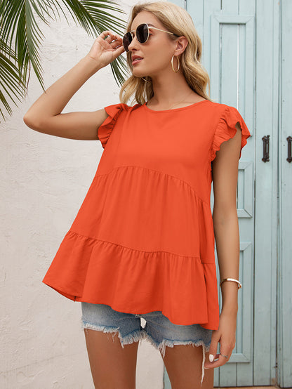 Damen lässige Bluse mit Rüscheneinsatz und voluminösem Schnitt Stalluxe