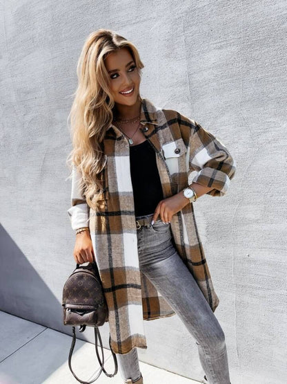 Damen Flanell-Hemdjacke im karierten Design Stalluxe