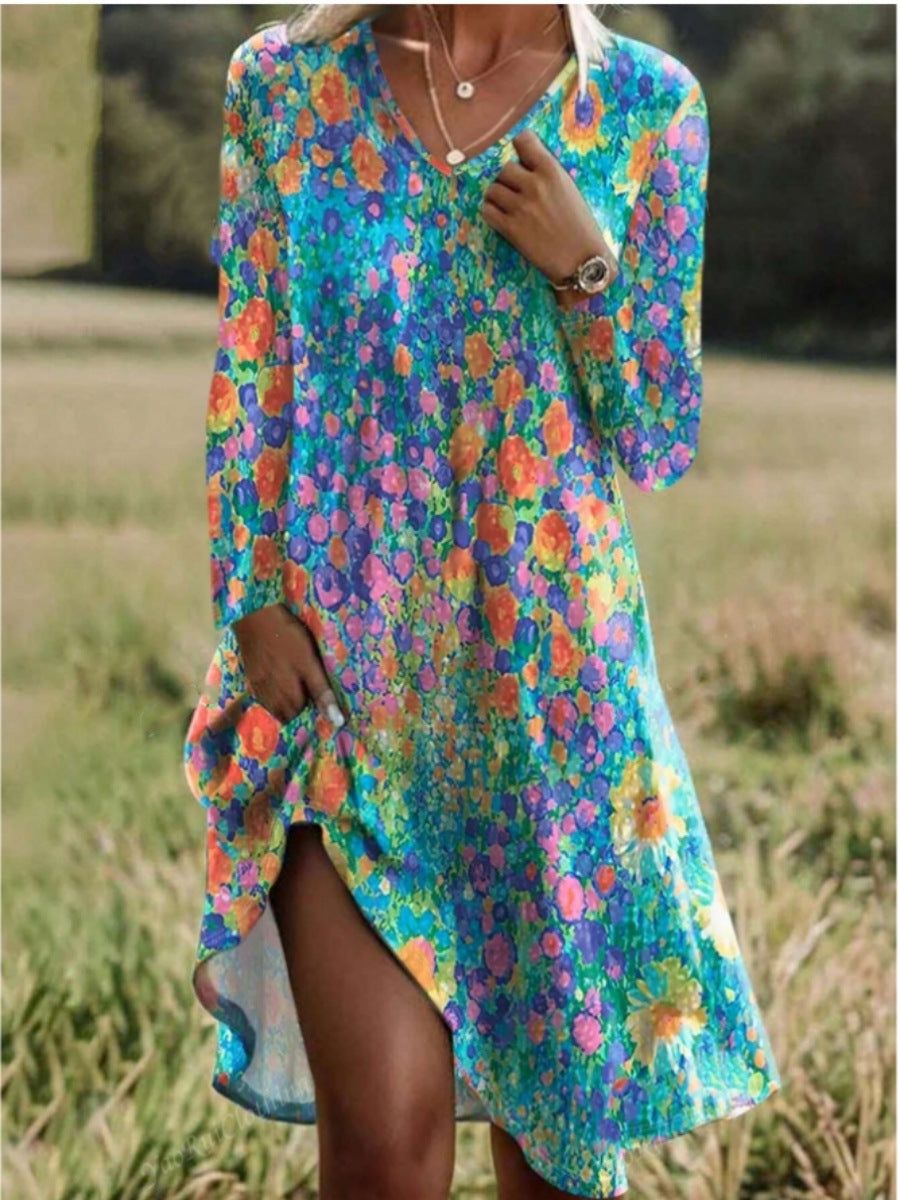 Damen Freizeitkleid mit modischem V-Ausschnitt und Seitenschlitz Stalluxe