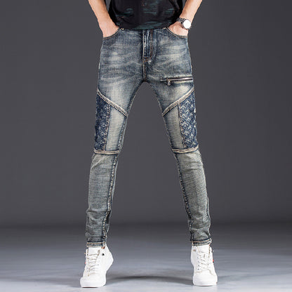 Herren modische Slim Fit Jeans mit kreativen Designelementen und einzigartigen Nähten Stalluxe