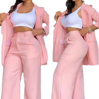 Damen elegantes Blazer- und Hosen-Set mit weitem Schnitt Stalluxe