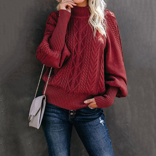Damen Strickpullover mit hochgeschlossenem Kragen und strukturiertem Design Stalluxe