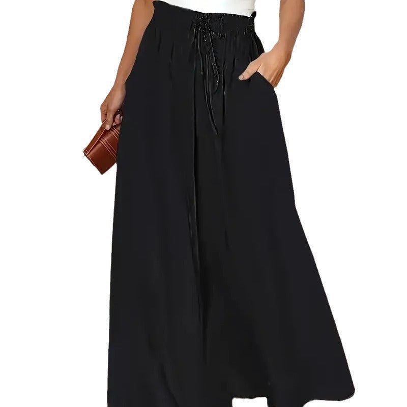 Damen Weite Palazzo-Hose mit elastischem Bund und modernen Punkten Stalluxe