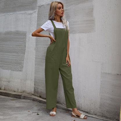 Damen Lässiger Jumpsuit mit praktischen Taschen und verstellbaren Trägern Stalluxe