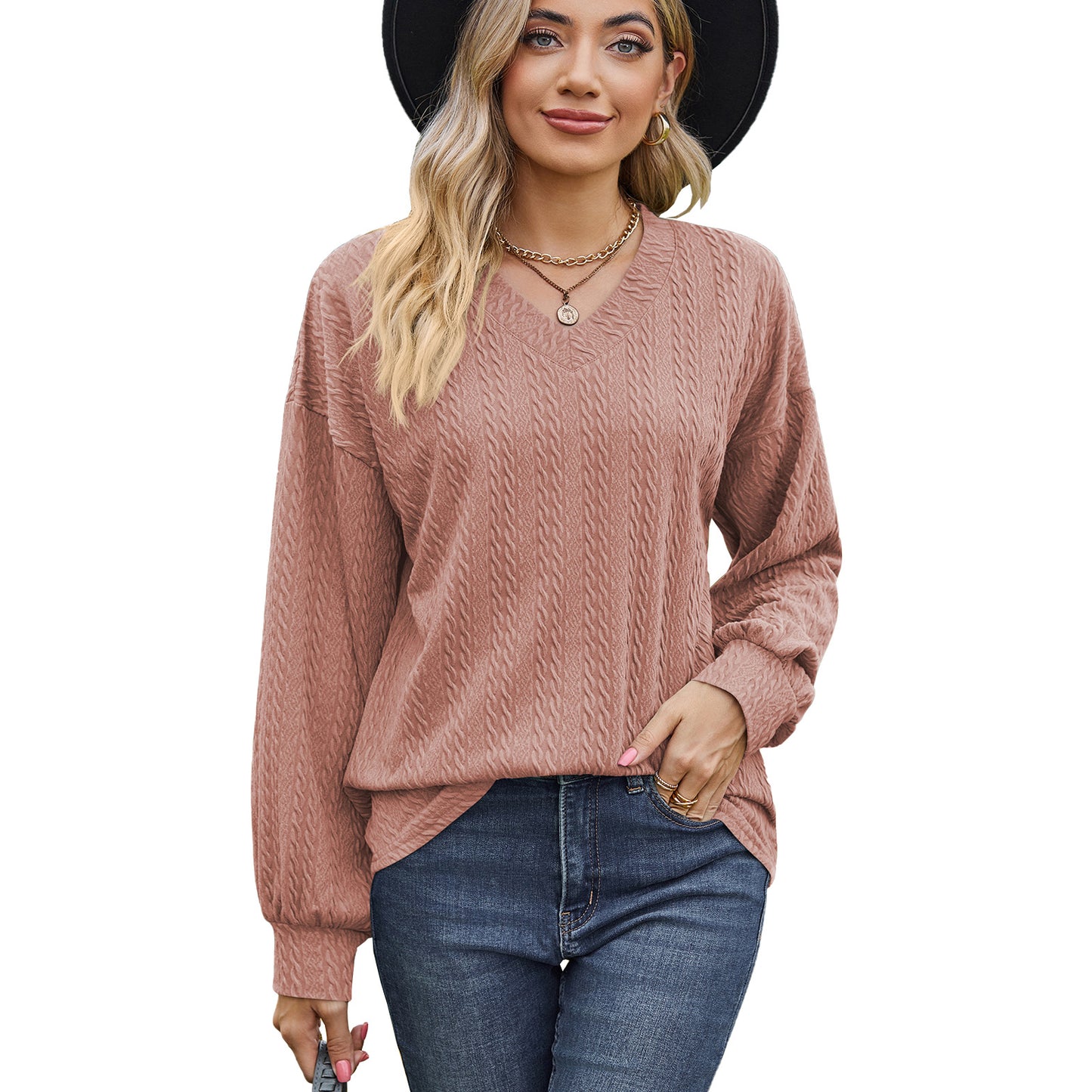 Damen Viskosepullover mit strukturiertem Kabelmuster und lässigem Schnitt Stalluxe