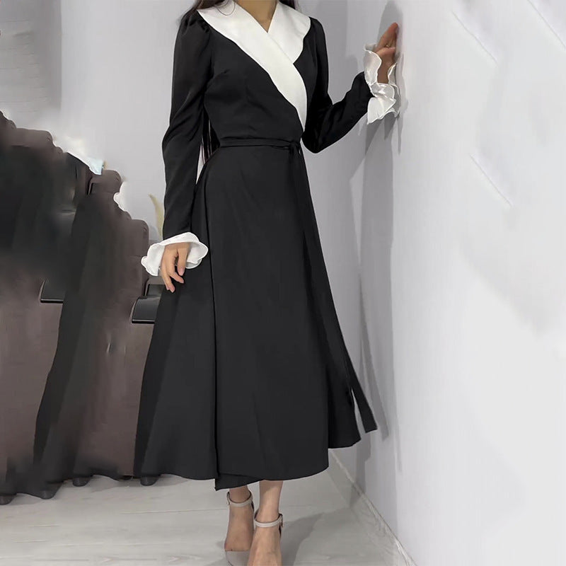 Damen Maxikleid mit eleganten Volantärmeln und Wickelgürtel Stalluxe