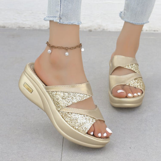 Damen Komfortable Sandalen mit glitzerndem Riemendesign Stalluxe