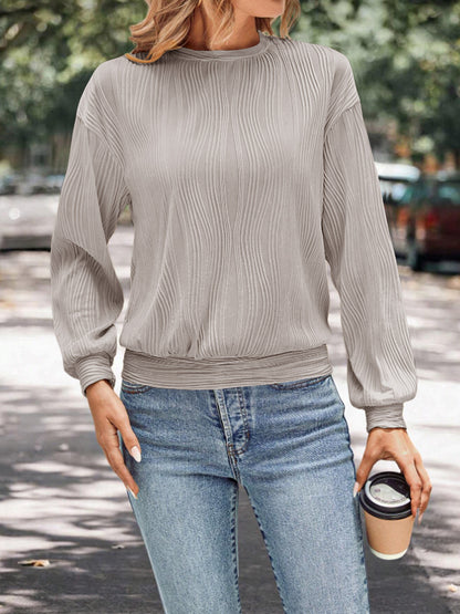 Damen lässiges Sweatshirt mit strukturiertem Stoff und elastischen Bündchen Stalluxe