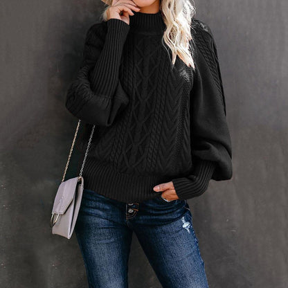 Damen Strickpullover mit hochgeschlossenem Kragen und strukturiertem Design Stalluxe