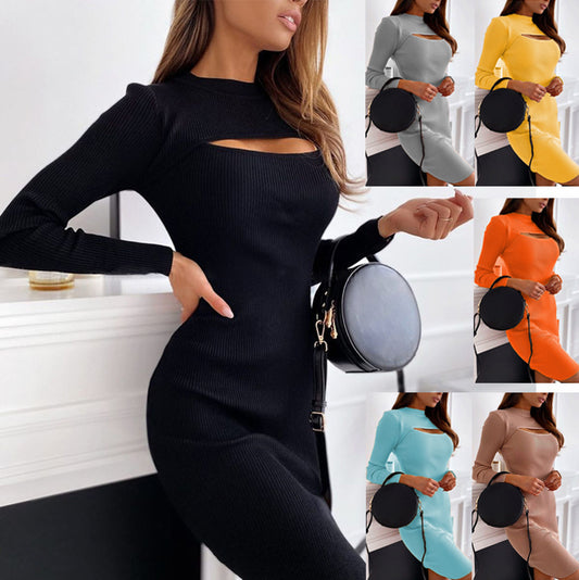 Damen Strickkleid mit modischem Cut-Out-Ausschnitt und figurbetontem Design Stalluxe