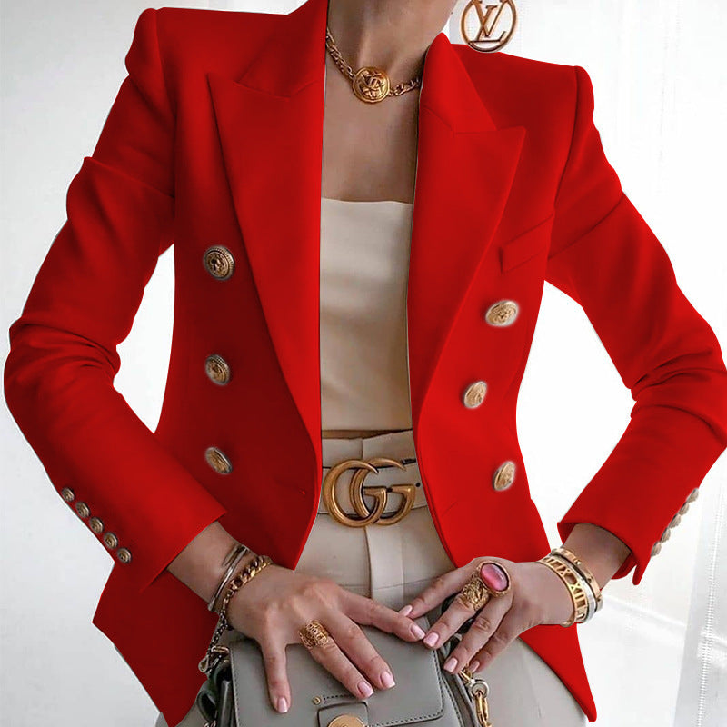 Damen Eleganter Blazer mit doppelter Knopfleiste und tailliertem Schnitt Stalluxe