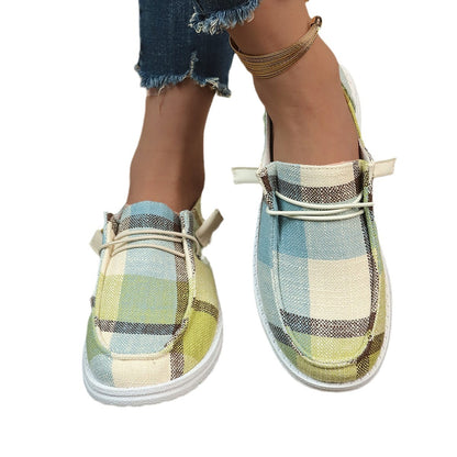 Damen modische Slip-On Freizeitschuhe mit kariertem Design und bequemer Passform Stalluxe