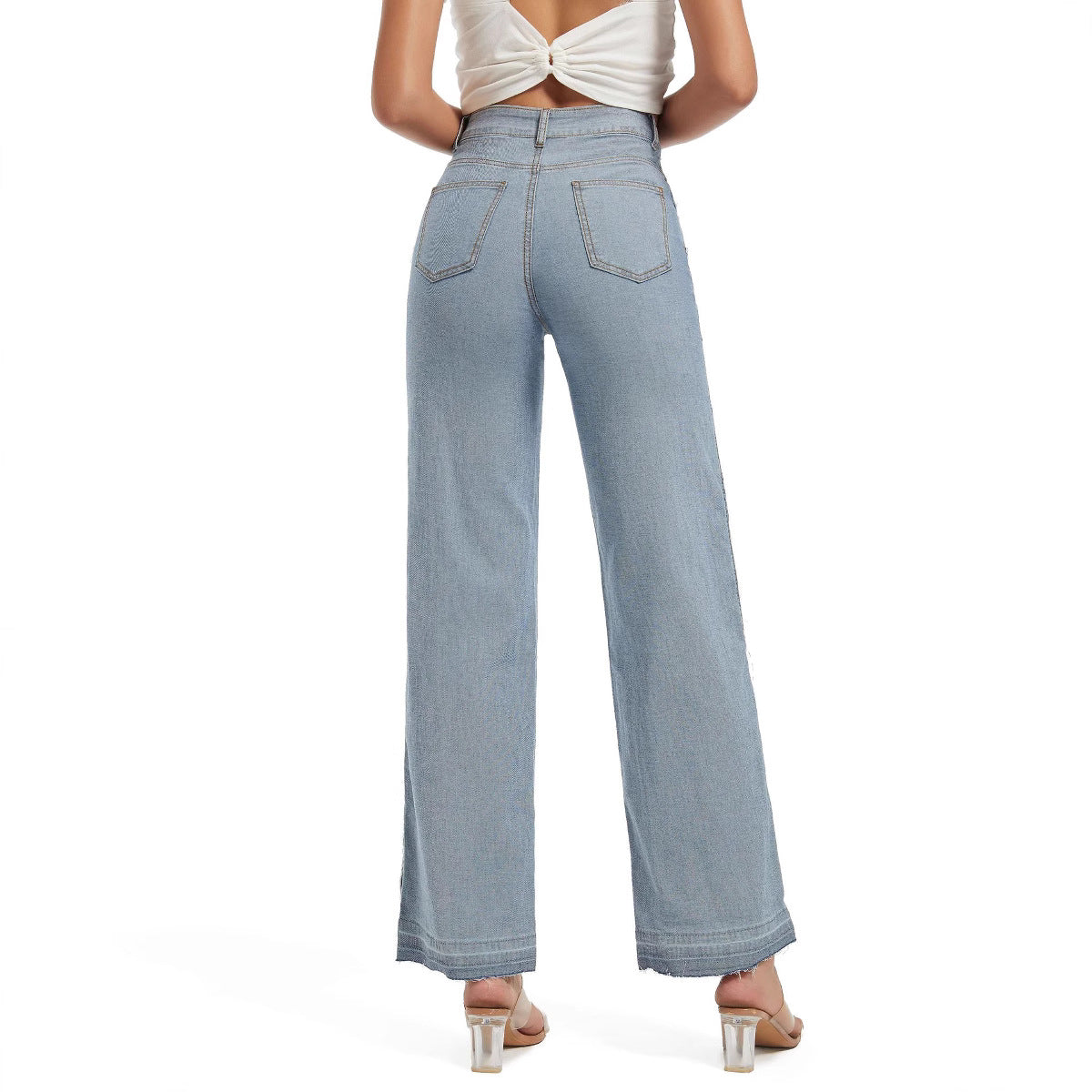 Damen Weit geschnittene Jeans im kontrastierenden Denim-Design Stalluxe